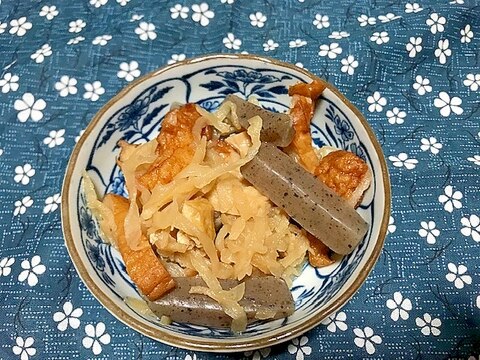 さつまあげとちくわとこんにゃくと切り干し大根の煮物